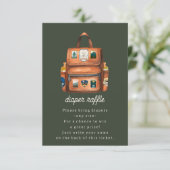 Carte D'accompagnement Sac à dos + Bouteilles Baby shower vert Déchets Ra (Debout devant)