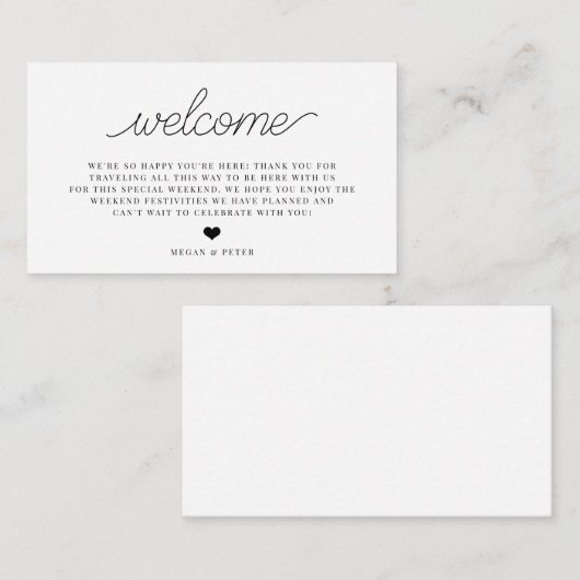 Carte D'accompagnement Sac d'insertion du Mariage de script (Devant / Derrière)