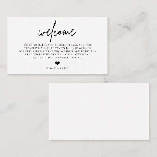 Carte D'accompagnement Sac d'insertion du Mariage de script (Devant / Derrière)