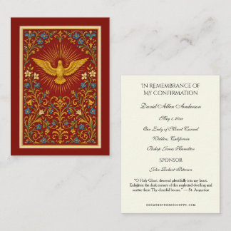 Carte D'accompagnement Sacrament Confirmation Dove Holy Ghost