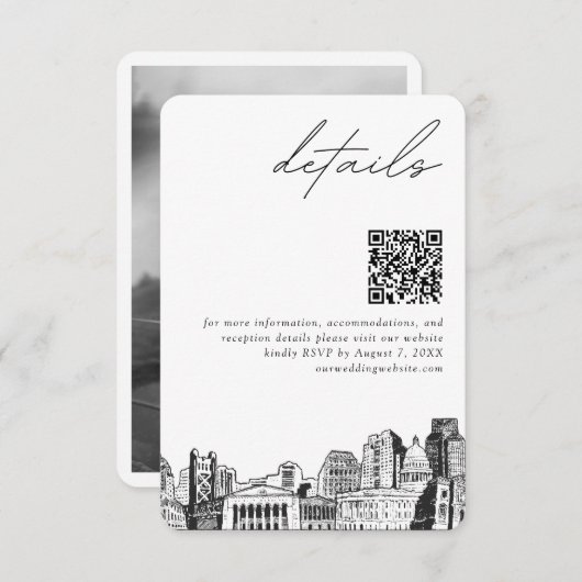 Carte D'accompagnement Sacramento Détails du Mariage QR Code Petit (Devant / Derrière)