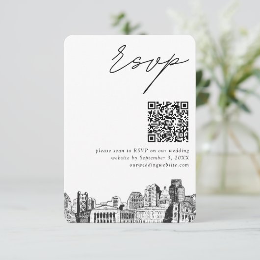 Carte D'accompagnement Sacramento Wedding RSVP QR Code Petit (Debout devant)