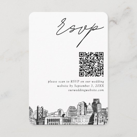 Carte D'accompagnement Sacramento Wedding RSVP QR Code Petit (Devant)