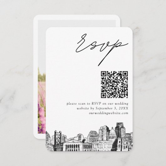 Carte D'accompagnement Sacramento Wedding RSVP QR Code Petit (Devant / Derrière)