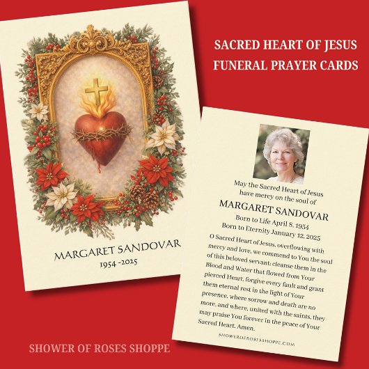 Carte D'accompagnement Sacred Heart Jesus Funeral Catholic Prayer Card