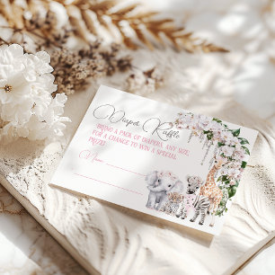 Carte D'accompagnement Safari Animal Tropical Flower Baby shower