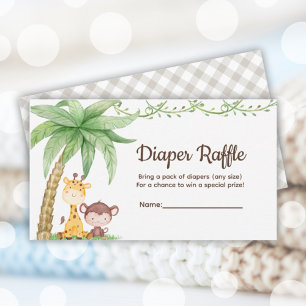 Carte D'accompagnement Safari Animaux Baby shower Déchets Raffle