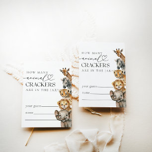 Carte D'accompagnement Safari Animaux Baby shower moderne Guesses Jeu