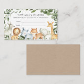 Carte D'accompagnement Safari Animaux Baby showers Devinez Combien De Dia (Devant / Derrière)