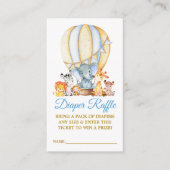 Carte D'accompagnement Safari Animaux Blue Balloon Diaper Raffle Douche (Devant)