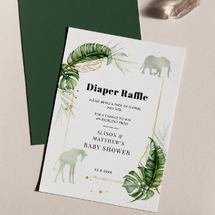 Carte D'accompagnement Safari Animaux Elephant Baby shower Déchets Raffle