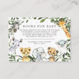Carte D'accompagnement Safari Animaux Livres Pour Baby Baby shower Card