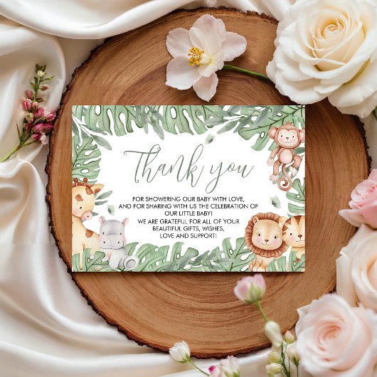 Carte D'accompagnement Safari Baby Shower Thank You Card