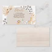 Carte D'accompagnement Safari Boho Animaux Aquarelle Détails (Devant / Derrière)