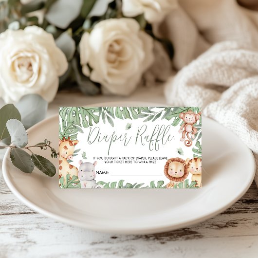Carte D'accompagnement Safari Diaper Raffle Card
