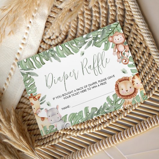 Carte D'accompagnement Safari Diaper Raffle Card