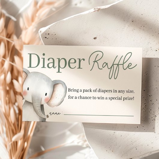 Carte D'accompagnement Safari Elephant Baby shower Déchets Raffle
