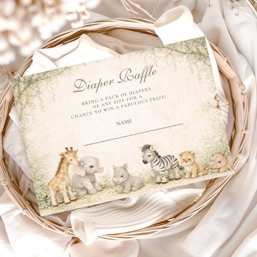 Carte D'accompagnement Safari Jungle Animals Baby Shower Diapper Raffle