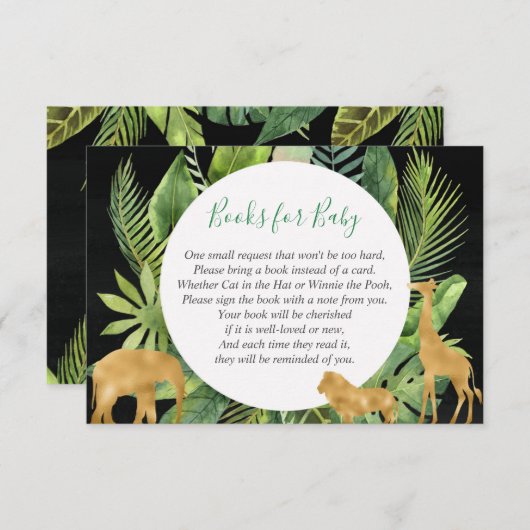 Carte D'accompagnement Safari jungle animaux demander réserver amener un (Devant / Derrière)