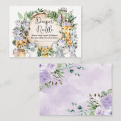 Carte D'accompagnement Safari sauvage pourpre Animaux Bébé Déchets Raffle (Devant / Derrière)