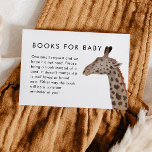 Carte D'accompagnement Safari Thème Baby shower Demande de réservation<br><div class="desc">Baby shower à thème safari mignon avec illustration de girafe. La carte demande aux clients d'apporter un livre pour enfants au lieu d'une carte. Conception neutre pour le genre.</div>