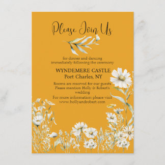 Carte D'accompagnement Saffron Yellow, Daisy Floral Wedding QR Code