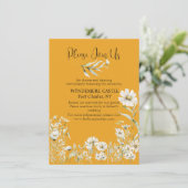 Carte D'accompagnement Saffron Yellow, Daisy Floral Wedding QR Code (Debout devant)