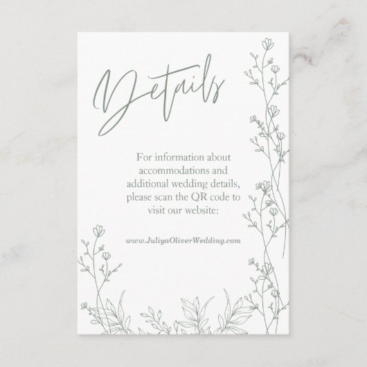 Carte D'accompagnement Saga verte QR code mariage Détails (Devant)