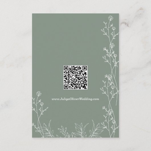 Carte D'accompagnement Saga verte QR code mariage Détails (Dos)