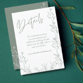 Carte D'accompagnement Saga verte QR code mariage Détails