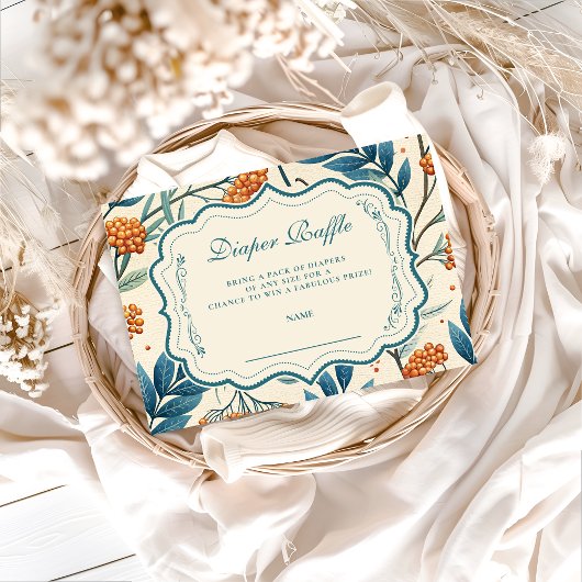 Carte D'accompagnement Sage Berry Botanical Baby Shower Diapper Raffle