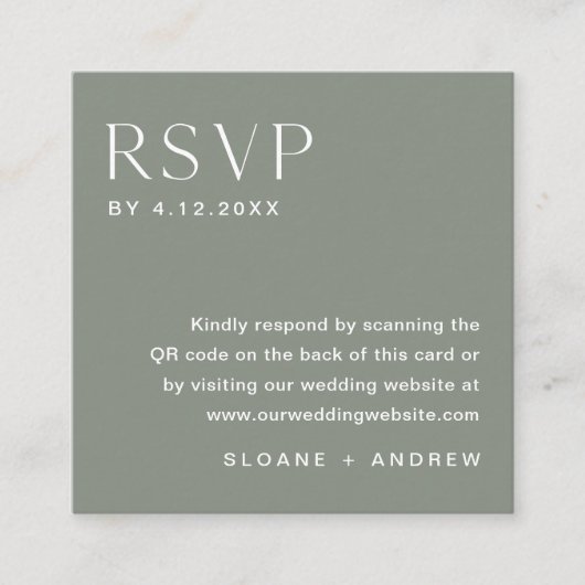 Carte D'accompagnement SAGE Bohemian RSVP Card, QR Code Insertion (Devant)