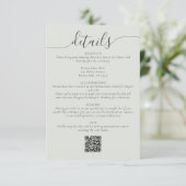 Carte D'accompagnement Sage Bohemian Script Simple Détails Mariage (Debout devant)