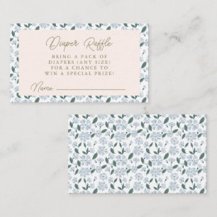 Carte D'accompagnement Sage Dusty Blue Floral Baby shower Diaper Raffle