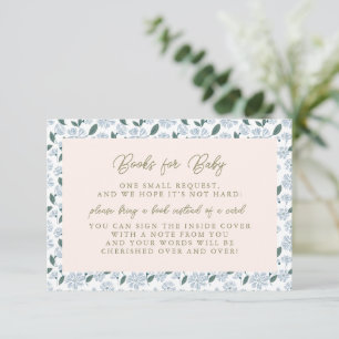 Carte D'accompagnement Sage Dusty Blue Floral Baby showers Livres pour bé