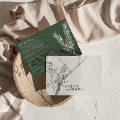 Carte D'accompagnement Sage Emerald Green Floral Boho Détails du Mariage