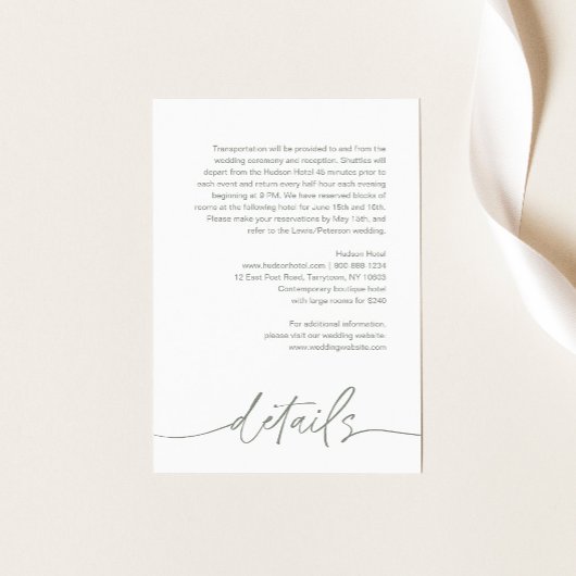 Carte D'accompagnement SAGE Fresque Moderne Détails Mariage Boîtier