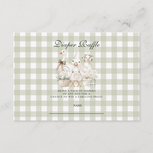 Carte D'accompagnement Sage Gingham Silly Goose Diapper Raffle (Devant)