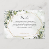 Carte D'accompagnement Sage gold eucalyptus geometric wedding detail card (Devant)