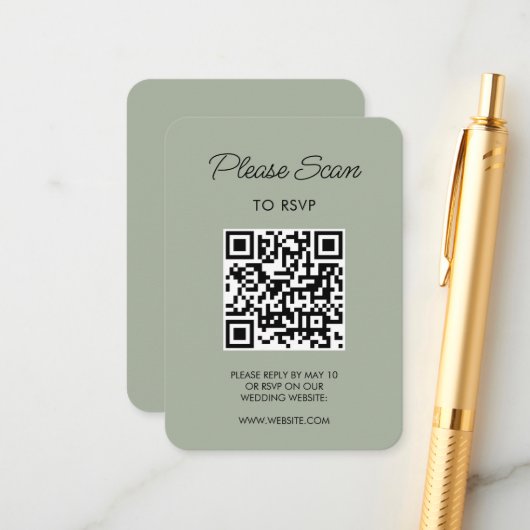 Carte D'accompagnement Sage Gree Wedding RSVP Modern Minimalist Simple (Devant/Arrière en situation)