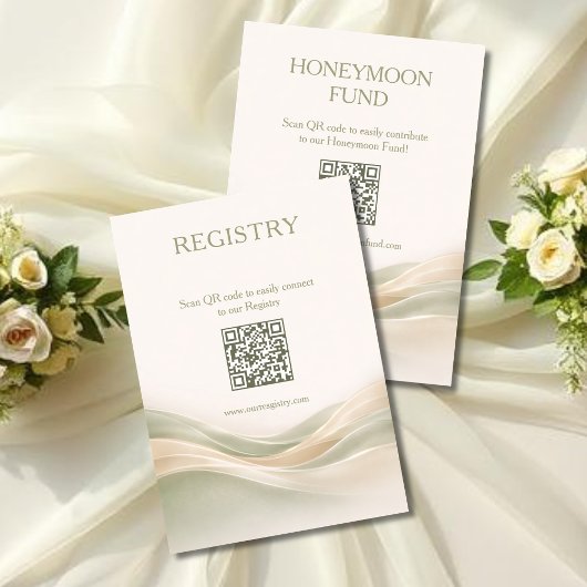 Carte D'accompagnement Sage Green and Ivory Registry & Honeymoon Fund