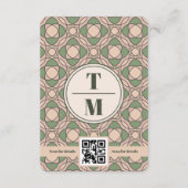Carte D'accompagnement Sage Green Art Deco Wedding Details QR Code Card (Dos)