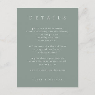 Carte D'accompagnement Sage Green Boho Détails Mariage Moderne