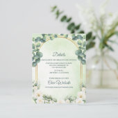 Carte D'accompagnement Sage Green Botanical Eucalyptus Wedding Details (Debout devant)