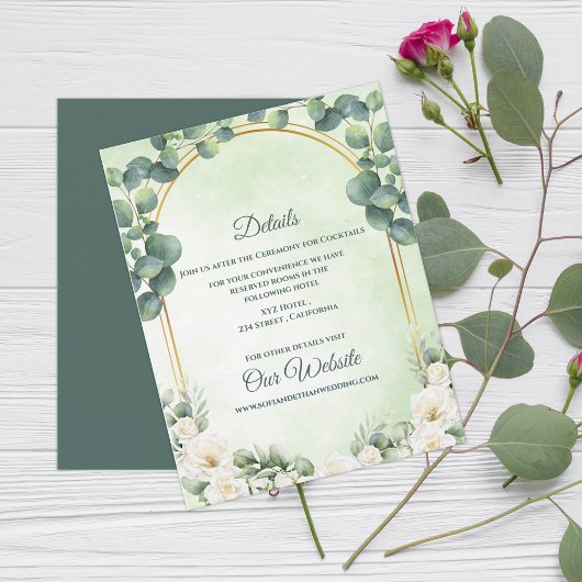 Carte D'accompagnement Sage Green Botanical Eucalyptus Wedding Details