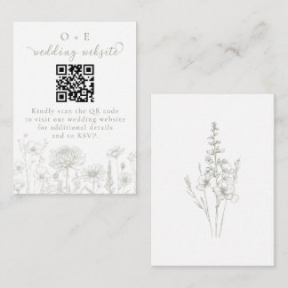 Carte D'accompagnement Sage Green Botanical Minimal Wedding Website QR