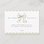 Carte D'accompagnement Sage Green Bow Baby Shower Diaper Raffle Card (Devant)