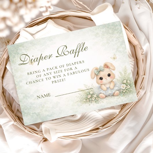 Carte D'accompagnement Sage Green Bunny Floral Diapper Raffle