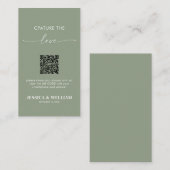 Carte D'accompagnement Sage Green Calligraphy Capturez l'amour QR Code (Devant / Derrière)