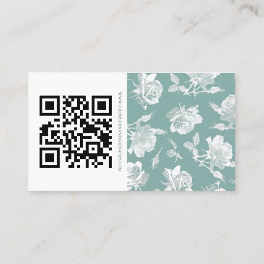 Carte D'accompagnement Sage Green Calligraphy Script QR Info Wedding (Dos)